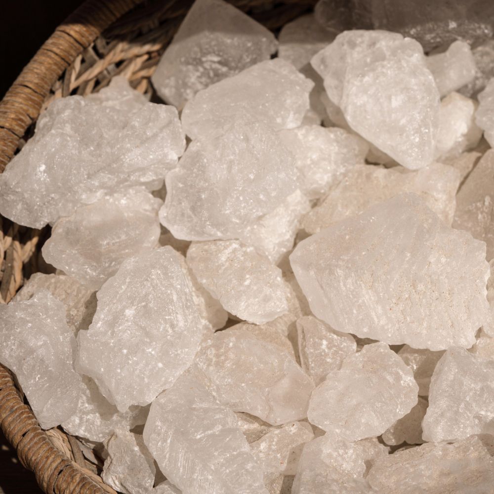 Alum Stone (Fitkari) | Natural & Pure Crystal | Buy Alum Stone (Fitkari) Online | For Water Purification, Aftershave & Home Use