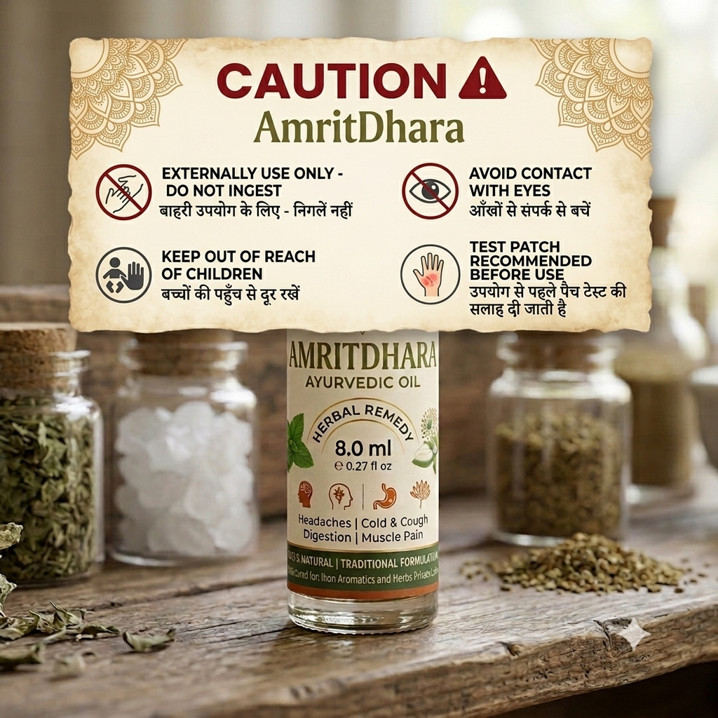 Amritdhara Ayurvedic Oil Blend 8.0ml Roll On Pack | For Toothache, Headache, Cough, Blocked Nose & Stomach Pain