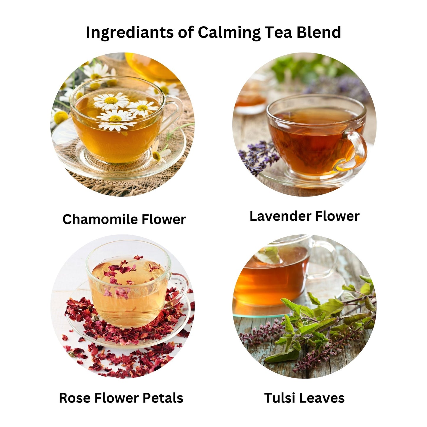 Better Sleep and Calming Herbal Tea | Sleep & Calm Herbal Tea | Chamomile, Lavender, Tulsi & Rose Herbal Blend