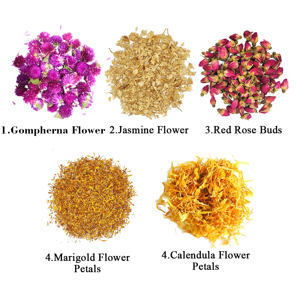 5 Flowers Combo | 5 Dried Flowers | Pack Combo of 5 Dried edible flowers