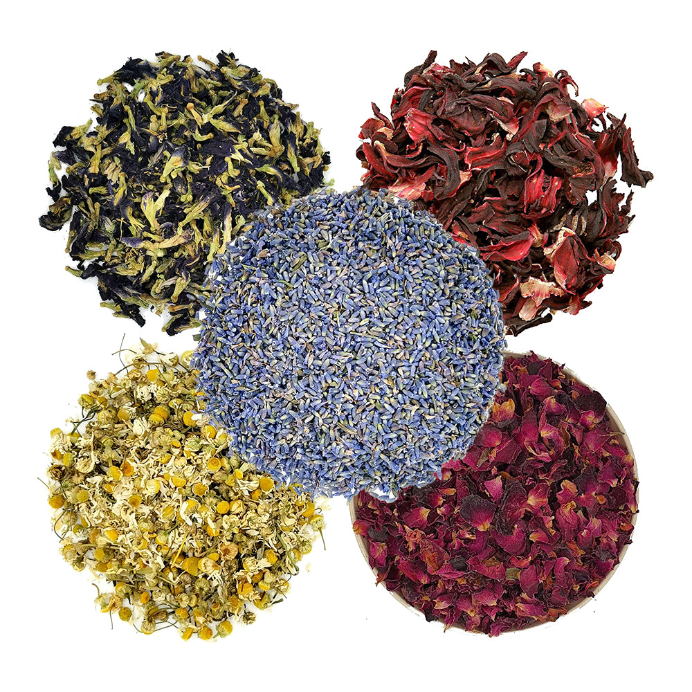 Flowers Combo | 5 Dried Flowers | Pack Combo of 5 Dried edible flowers