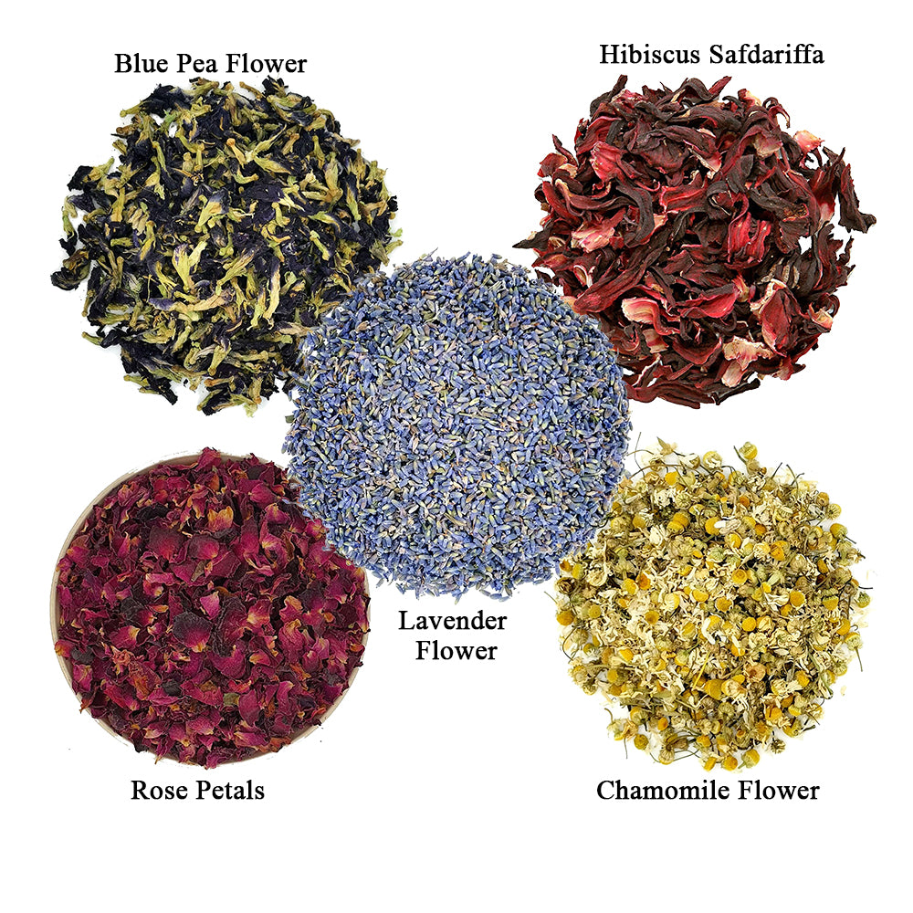 Flowers Combo | 5 Dried Flowers | Pack Combo of 5 Dried edible flowers