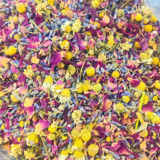 Better Sleep and Calming Herbal Tea | Sleep & Calm Herbal Tea | Chamomile, Lavender, Tulsi & Rose Herbal Blend