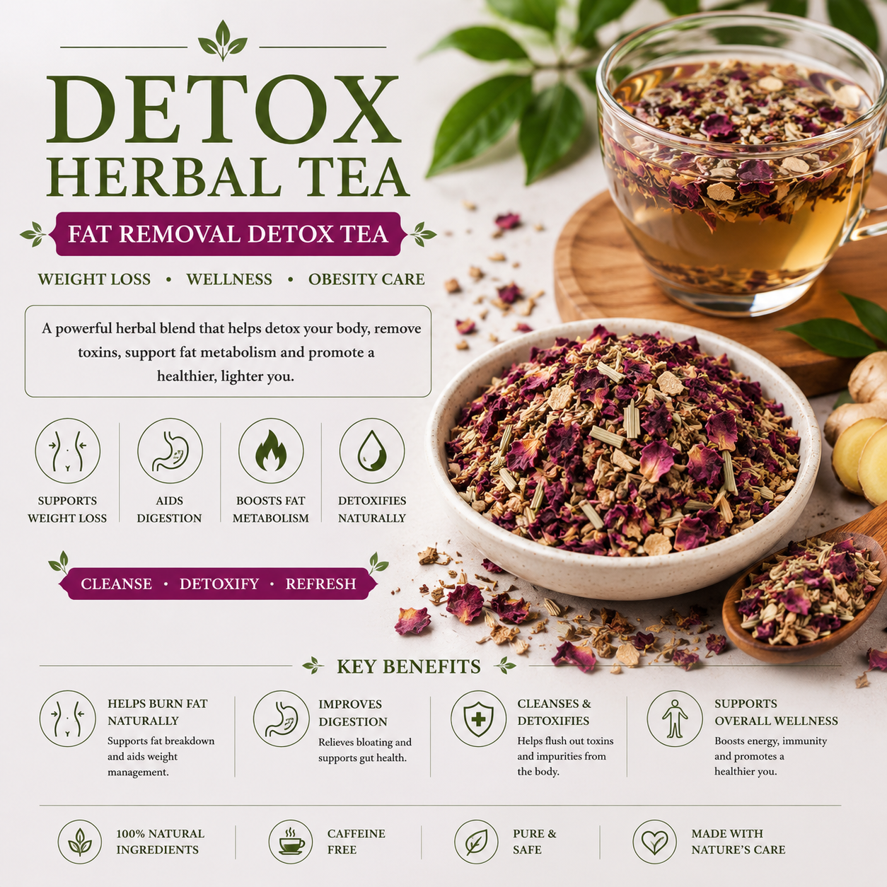 Detox Herbal Tea | Fat Removal Detox Herbal Tea | Weight Loss Wellness Tea | Herbal Tea for Obesity