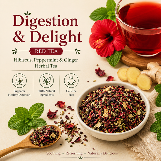 Digestion & Delight Red Tea | Hibiscus, Peppermint & Ginger Herbal Tea