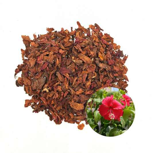 Dried Hibiscus rosa-sinensis (Gudhal) flower petals, natural reddish-brown color