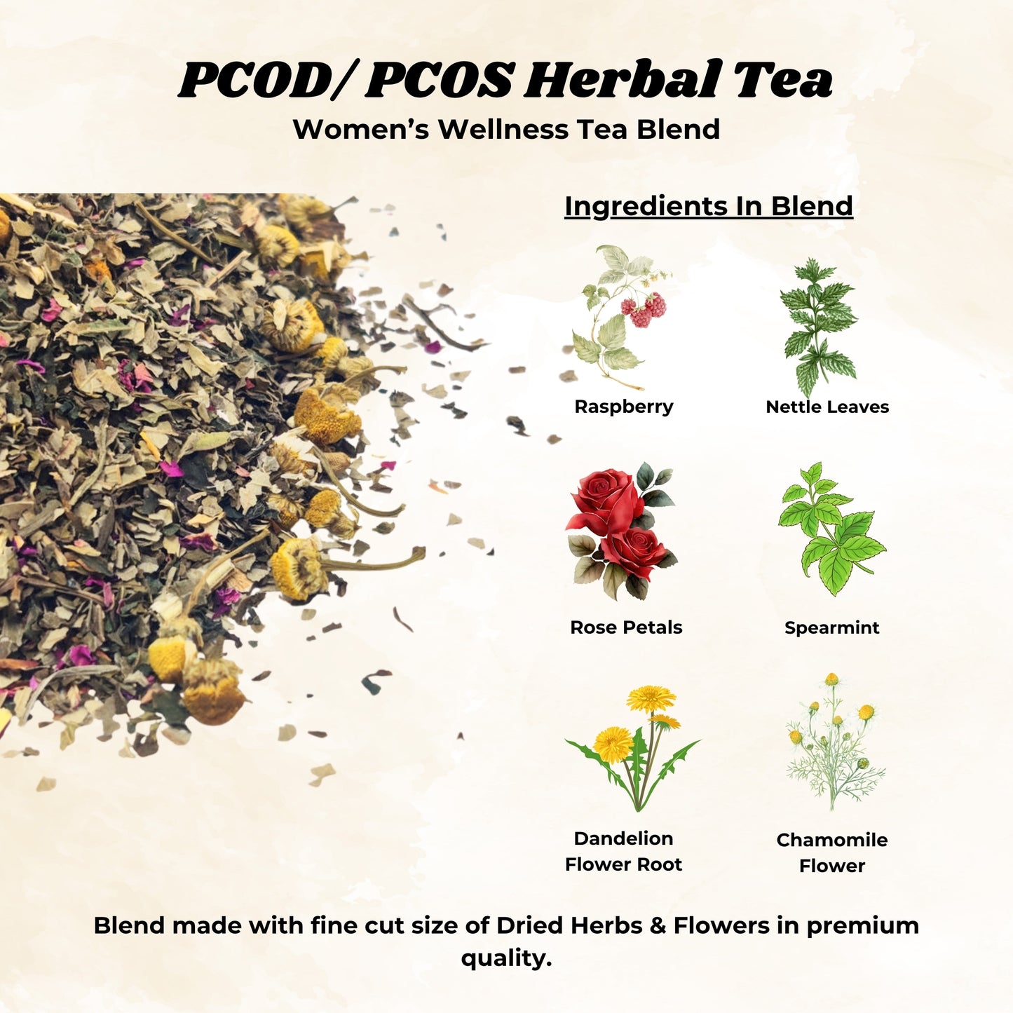 PCOD/ PCOS Cure Herbal Tea Blend l Hormone Balance Herbal Tea l Period Cramps Relief natural herbs Tea